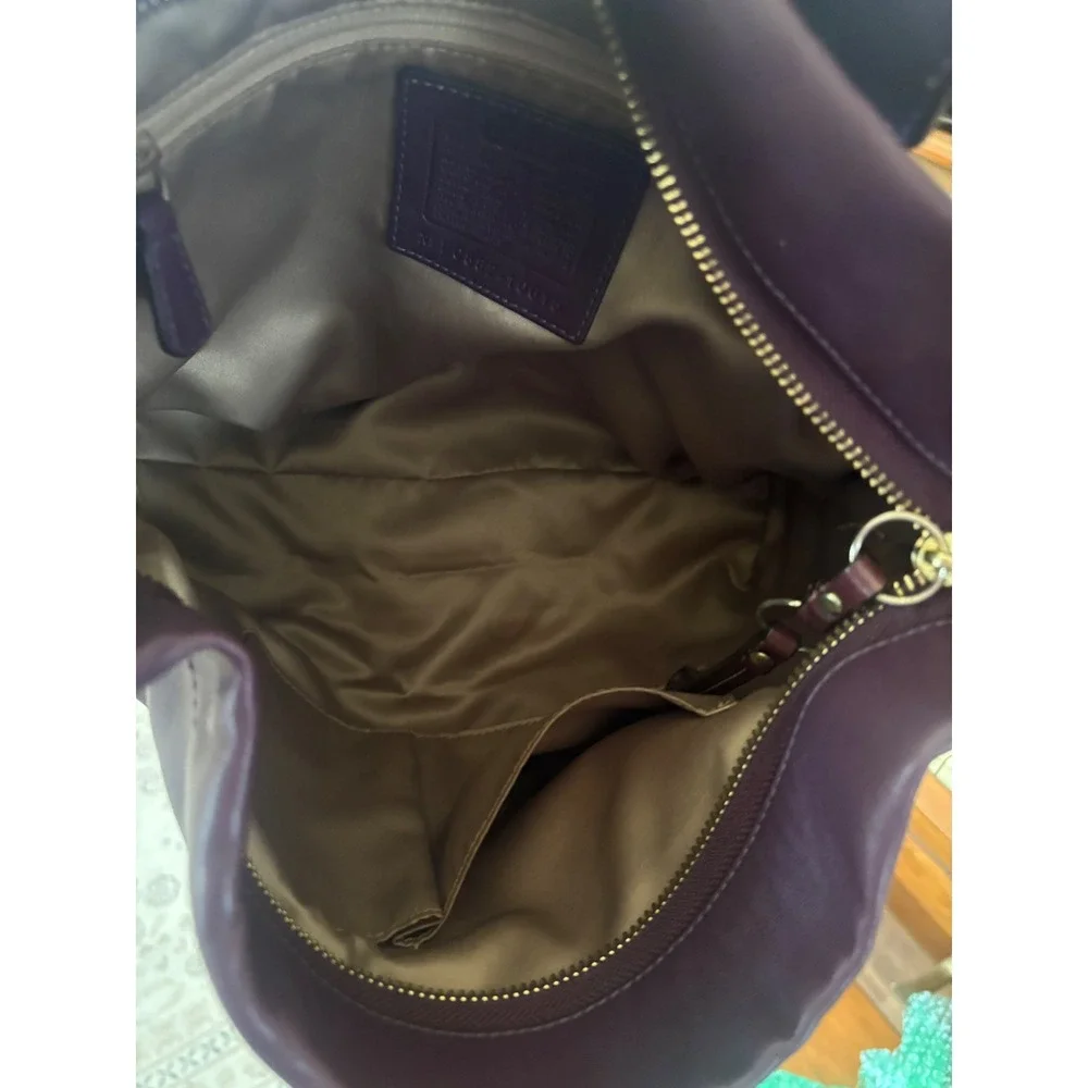 Vintage Coach Carly Hobo Shoulder Bag Plum Purple Leather Brass Y2K